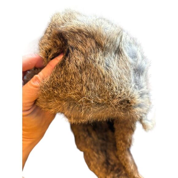 Vintage Red & Black Plaid Trapper Hat With rabbit  Fur Lining - Picture 8 of 8